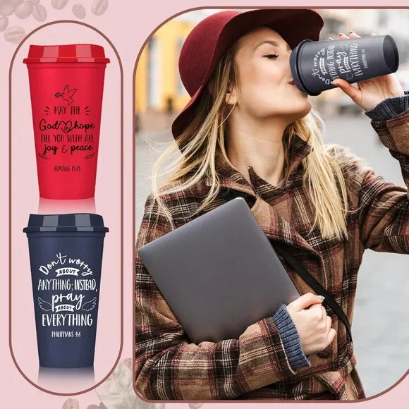 11 Pack 16oz Bible Verse Tumblers w Lids Reusable Christian Gifts - Multicolor - Picture 3 of 12